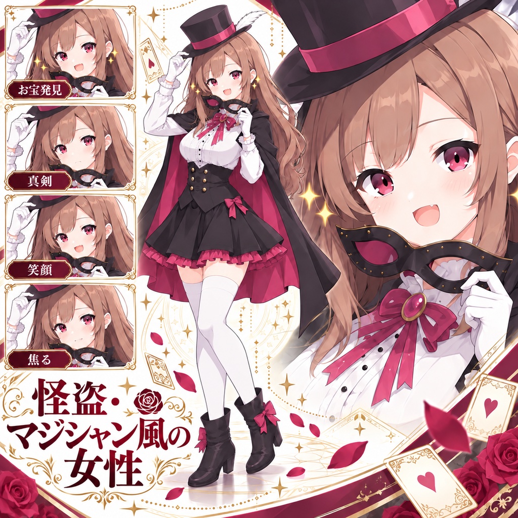 【立ち絵素材302】怪盗・マジシャン風の女性