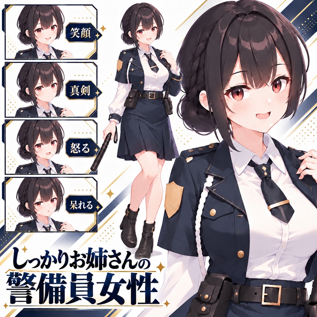 【立ち絵素材307】しっかりお姉さんの警備員女性