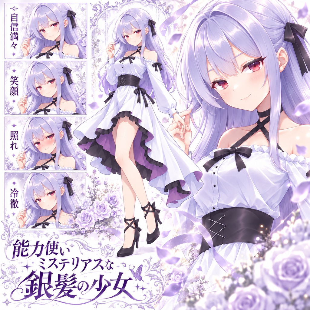 【立ち絵素材309】能力使いミステリアスな銀髪の少女