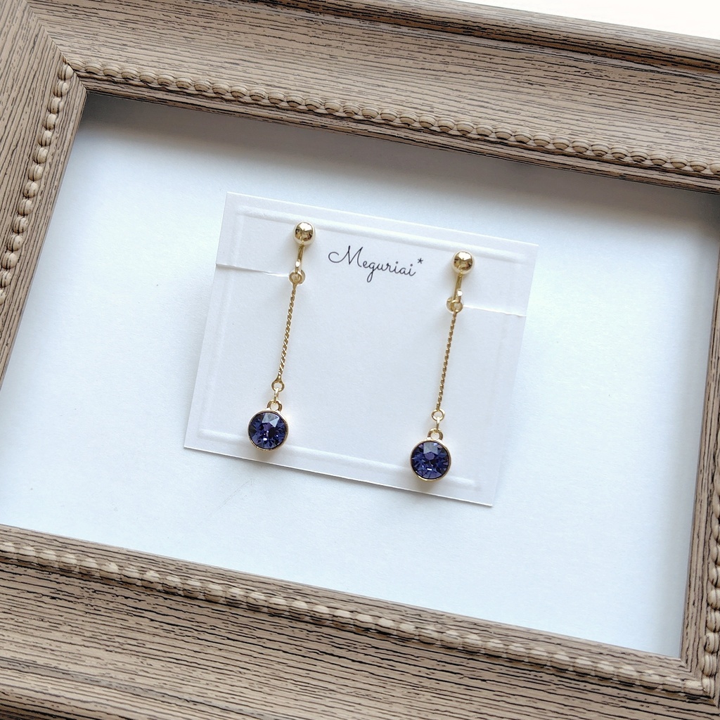 【色を選べる】小さくゆれるクリスタルイヤリング/ピアス