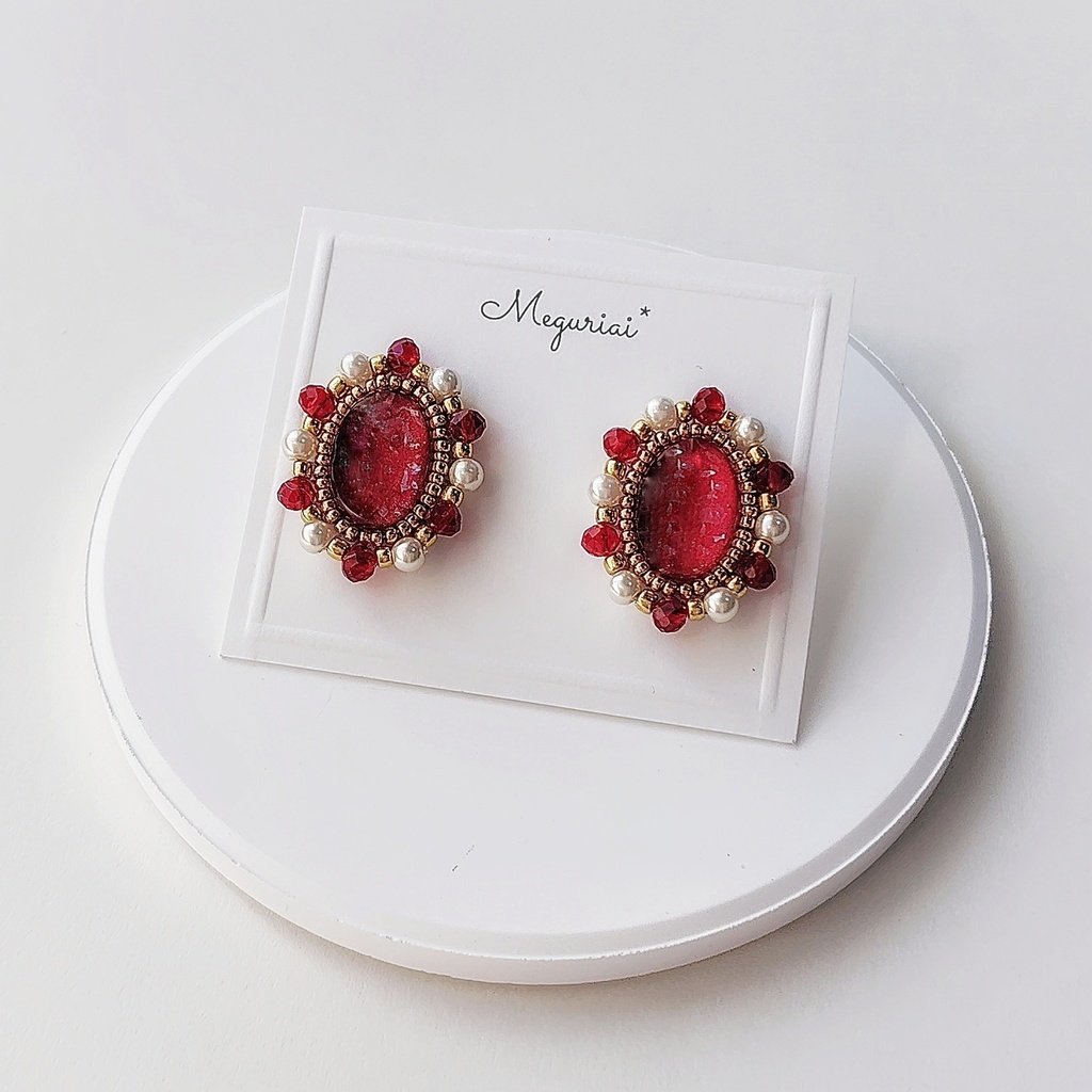 【推し活応援!】5色から選べる推し色カボションピアス/イヤリング