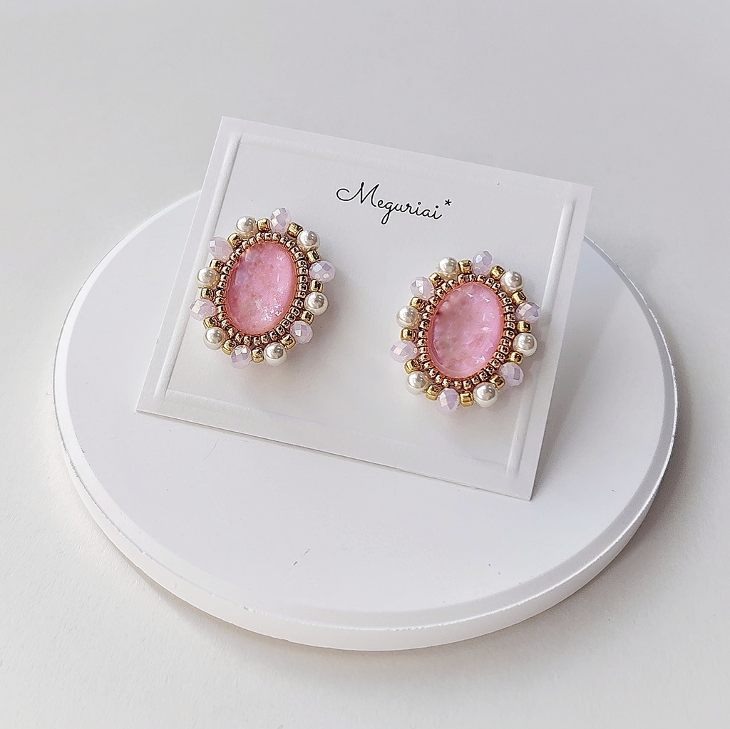 【推し活応援!】5色から選べる推し色カボションピアス/イヤリング