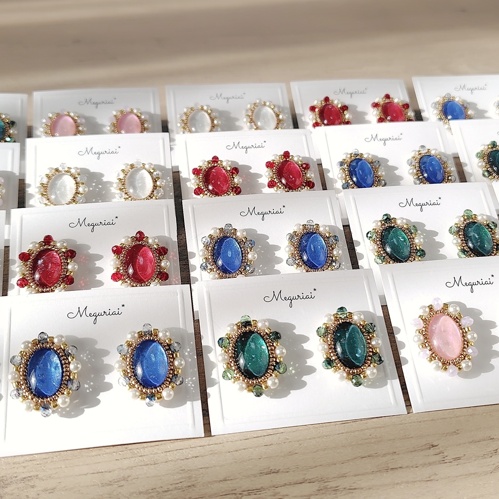 【推し活応援！】5色から選べる推し色カボションピアス/イヤリング