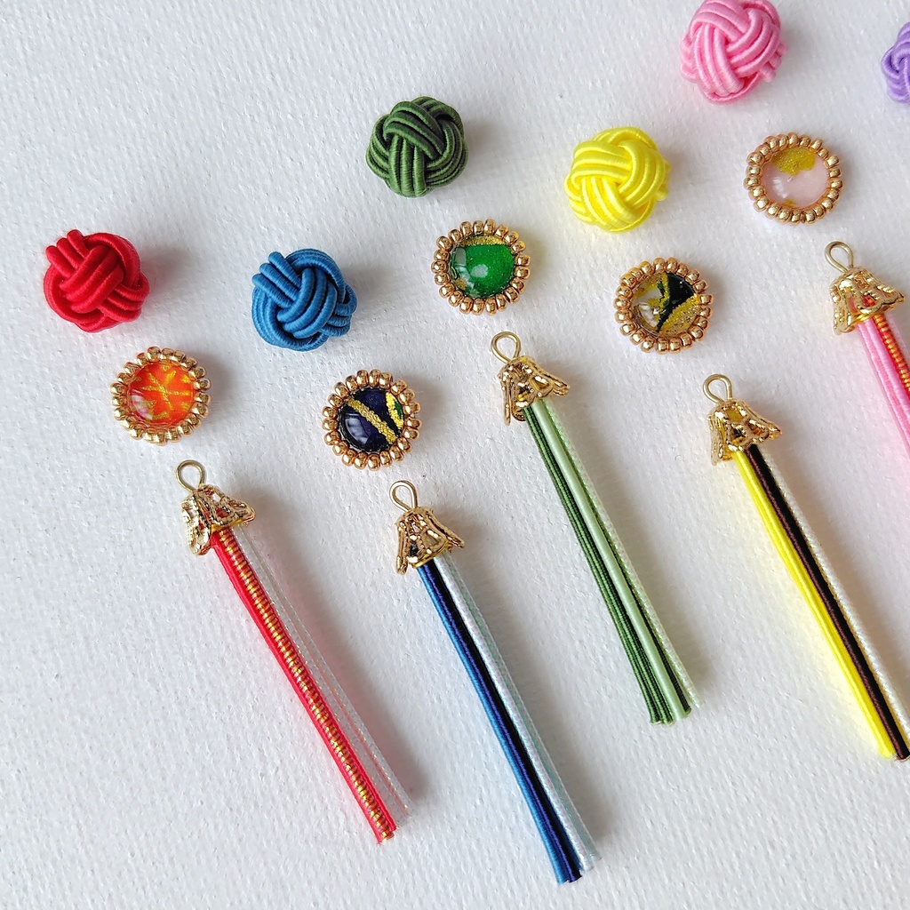 あわじ玉と和風ミニカボションのピアス/イヤリング