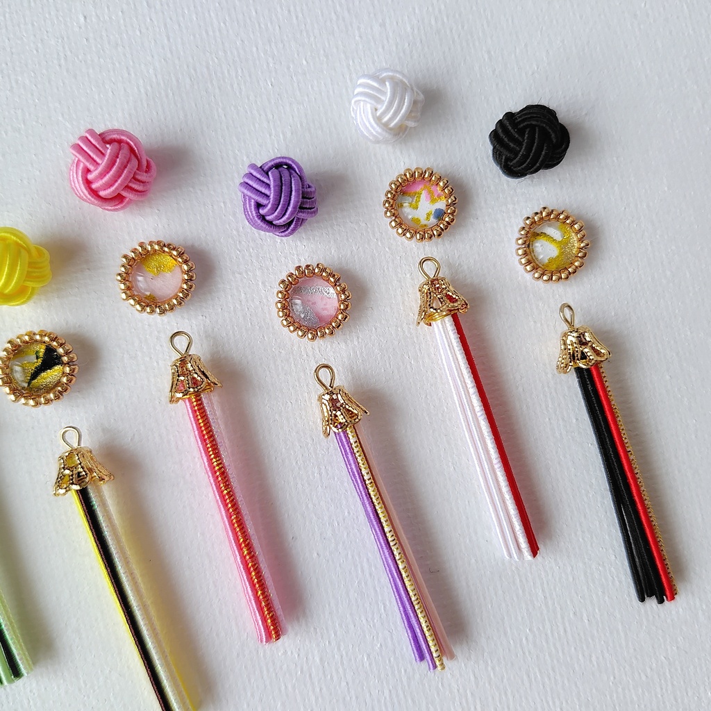 あわじ玉と和風ミニカボションのピアス/イヤリング