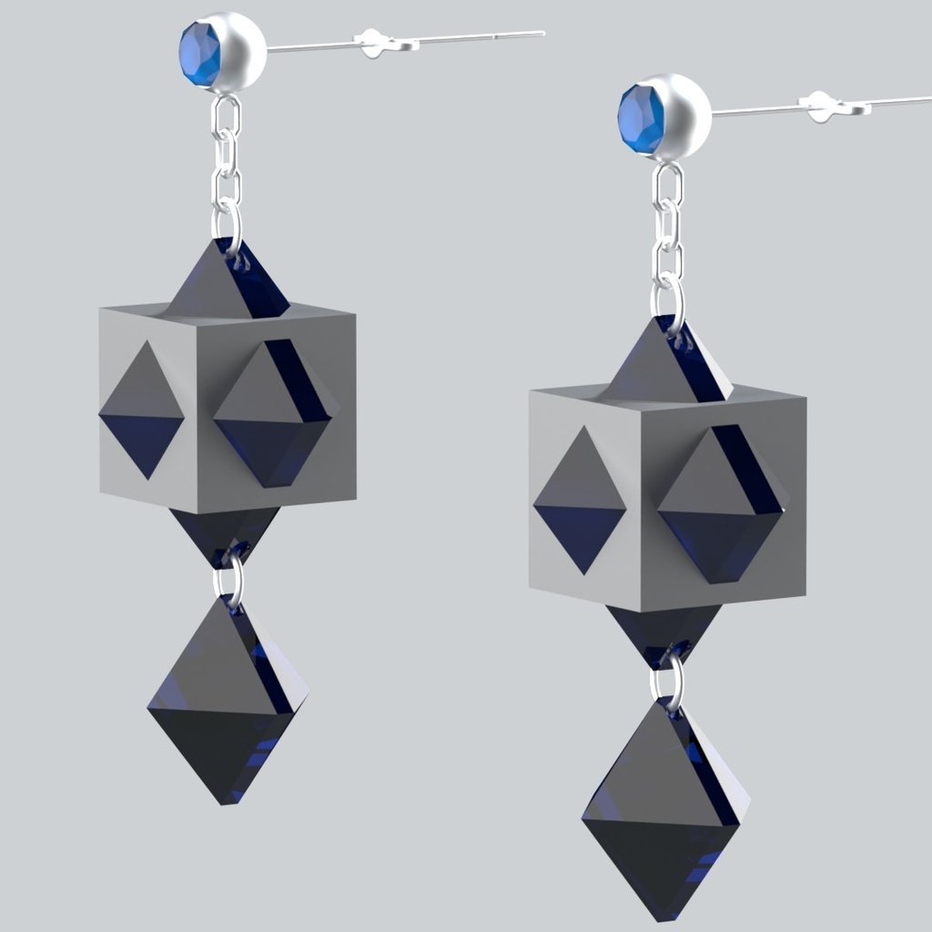 【3Dアバターアクセサリー】ジュエルキューブスタッド