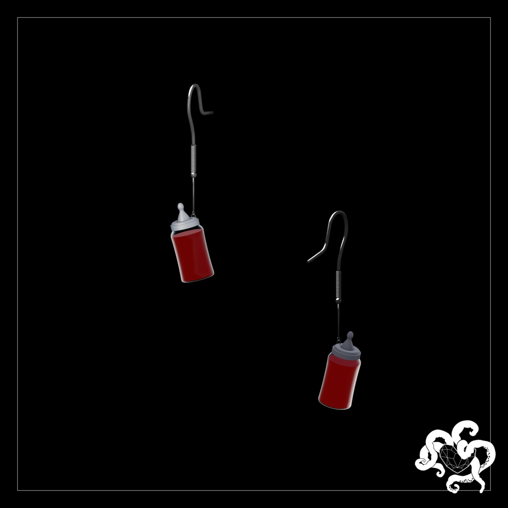 【VRC想定】赤色ピアス