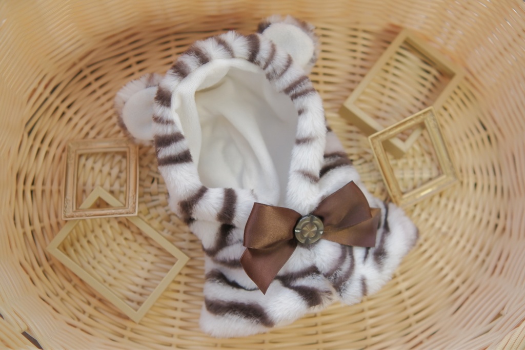 耳付きフードポンチョ(トラ/ユキヒョウ)20cmぬい用