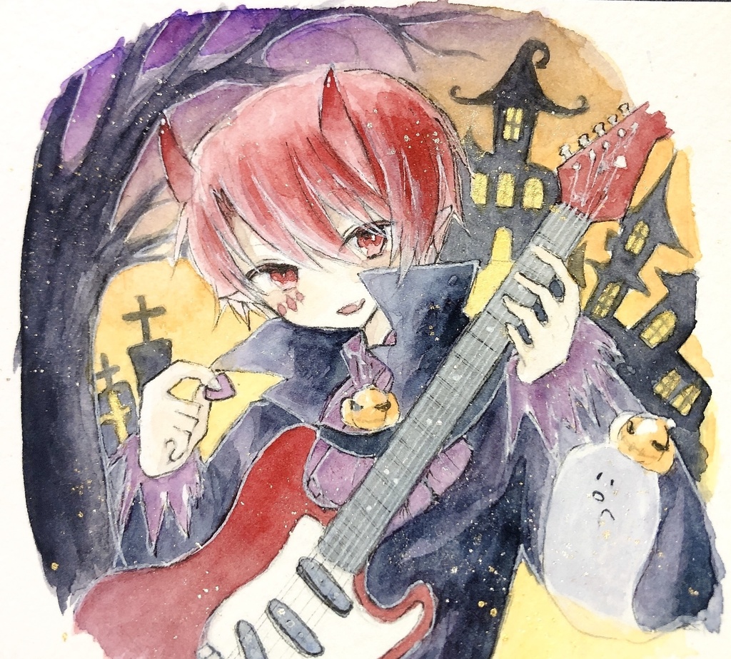 ハロウィン額装イラスト2点