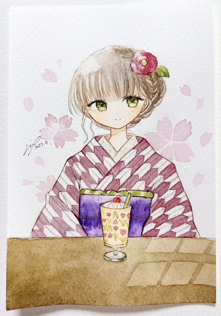 和服ドローイング3点