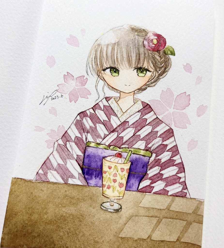 和服ドローイング3点