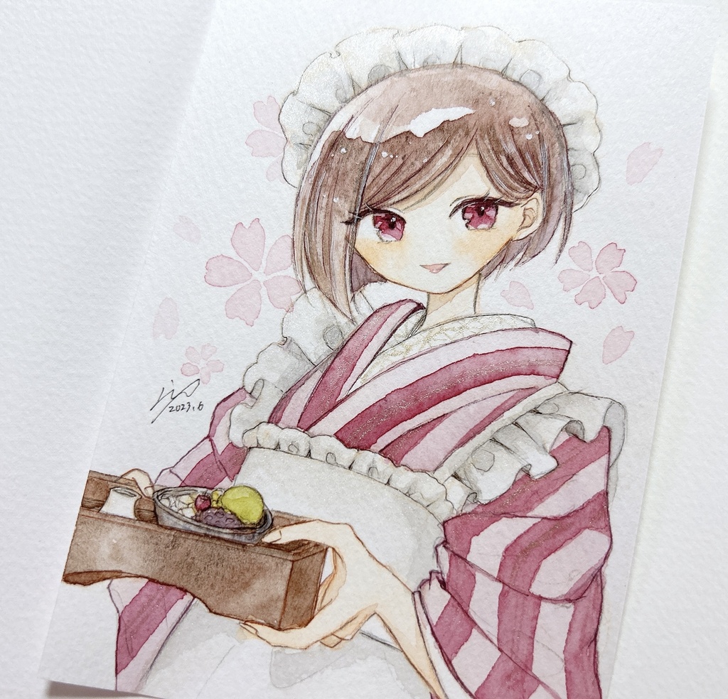 和服ドローイング3点