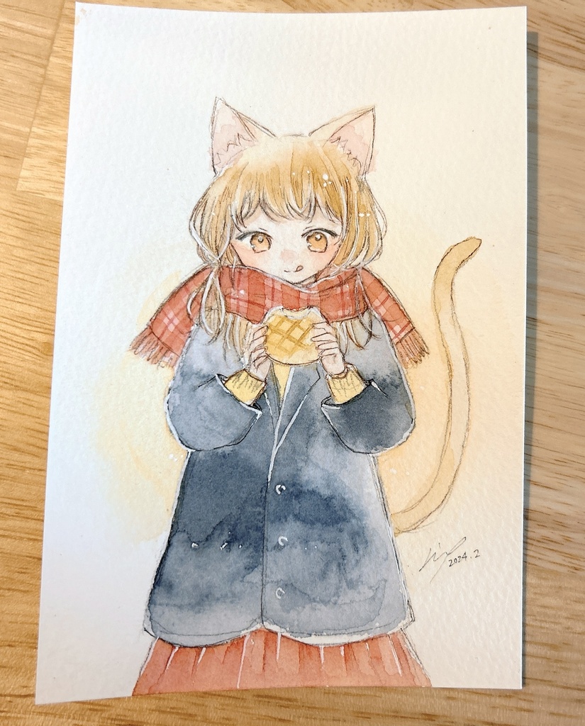 パンを食べる猫の子 フレームレス作品 2種