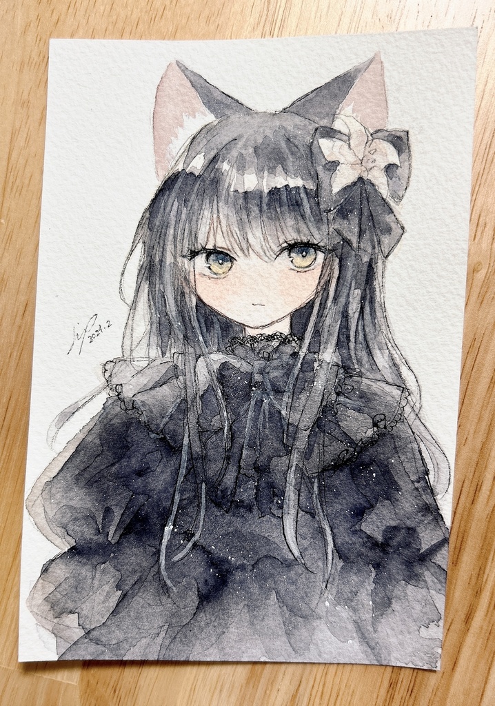 【新作】黒いドレスの女性フレームレス作品4種