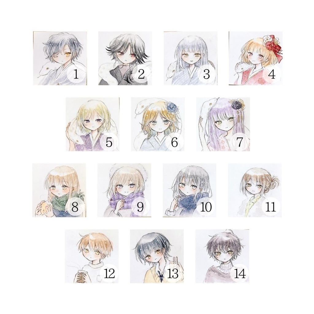 【新作】ミニ原画 5.5×5.5cmサイズ 全14種