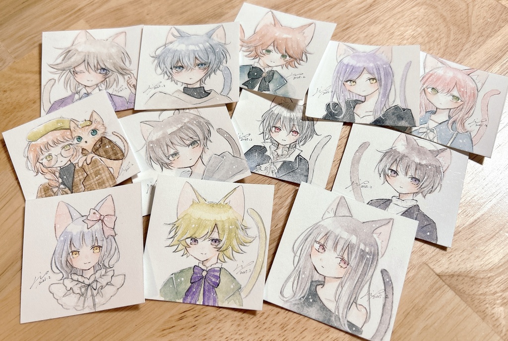 【新作】猫のミニミニ原画5.5×5.5cm