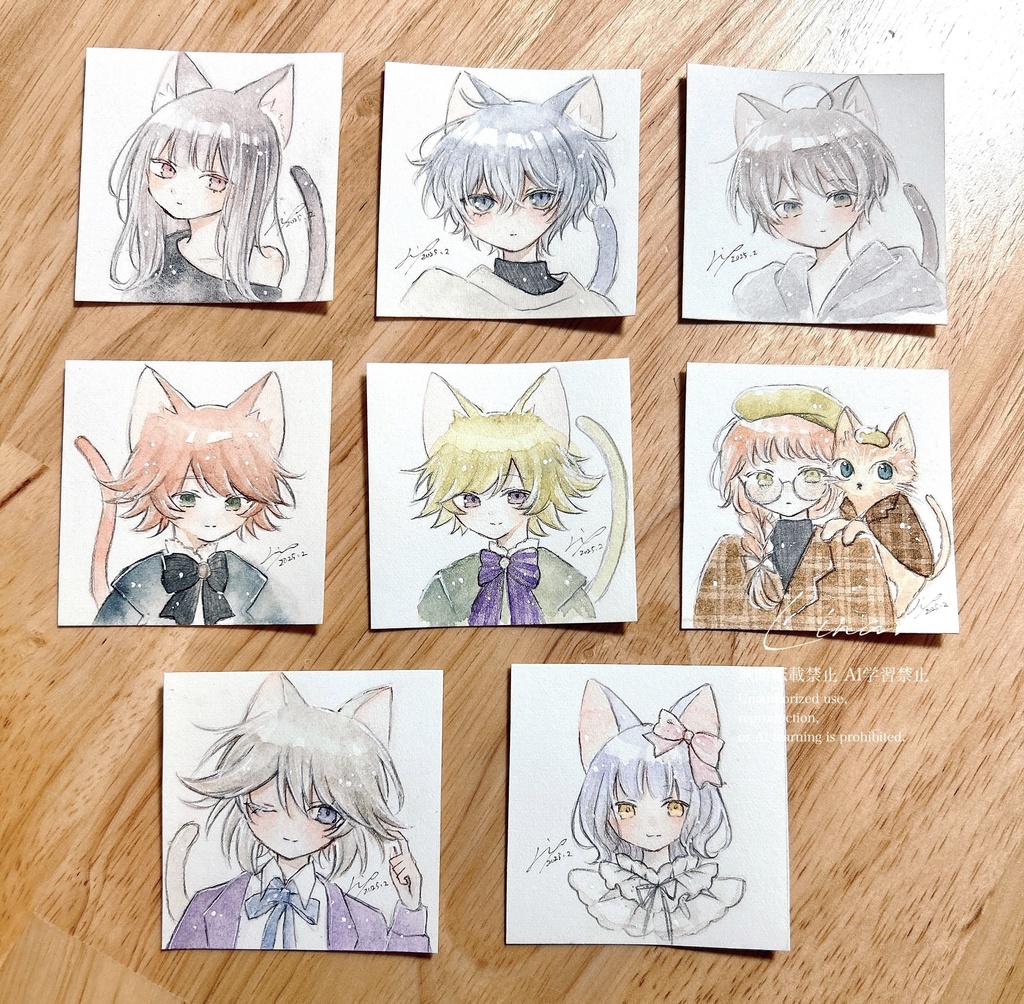 【新作】猫のミニミニ原画5.5×5.5cm