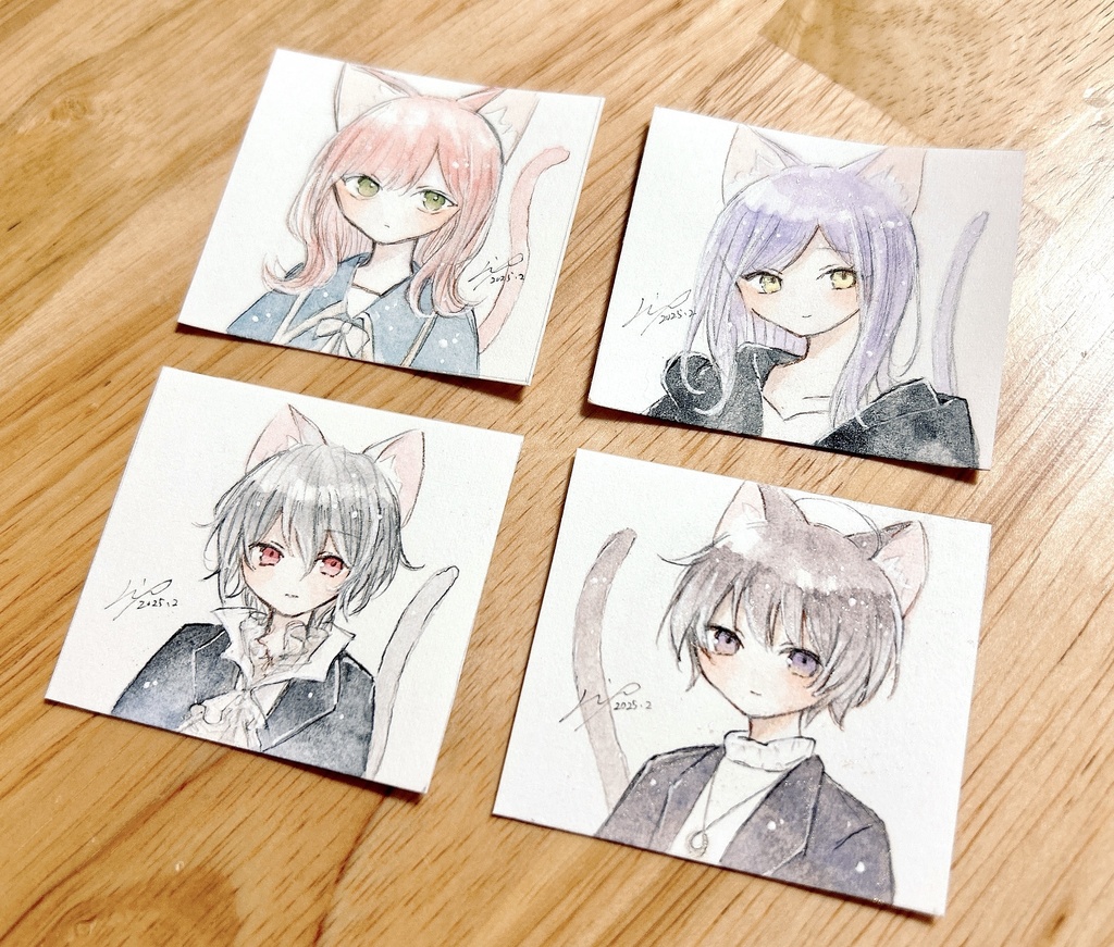 【新作】猫のミニミニ原画5.5×5cmサイズ