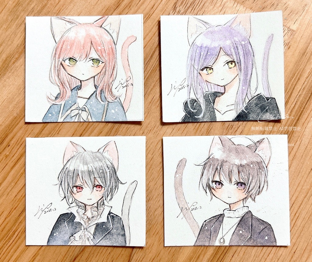 【新作】猫のミニミニ原画5.5×5cmサイズ