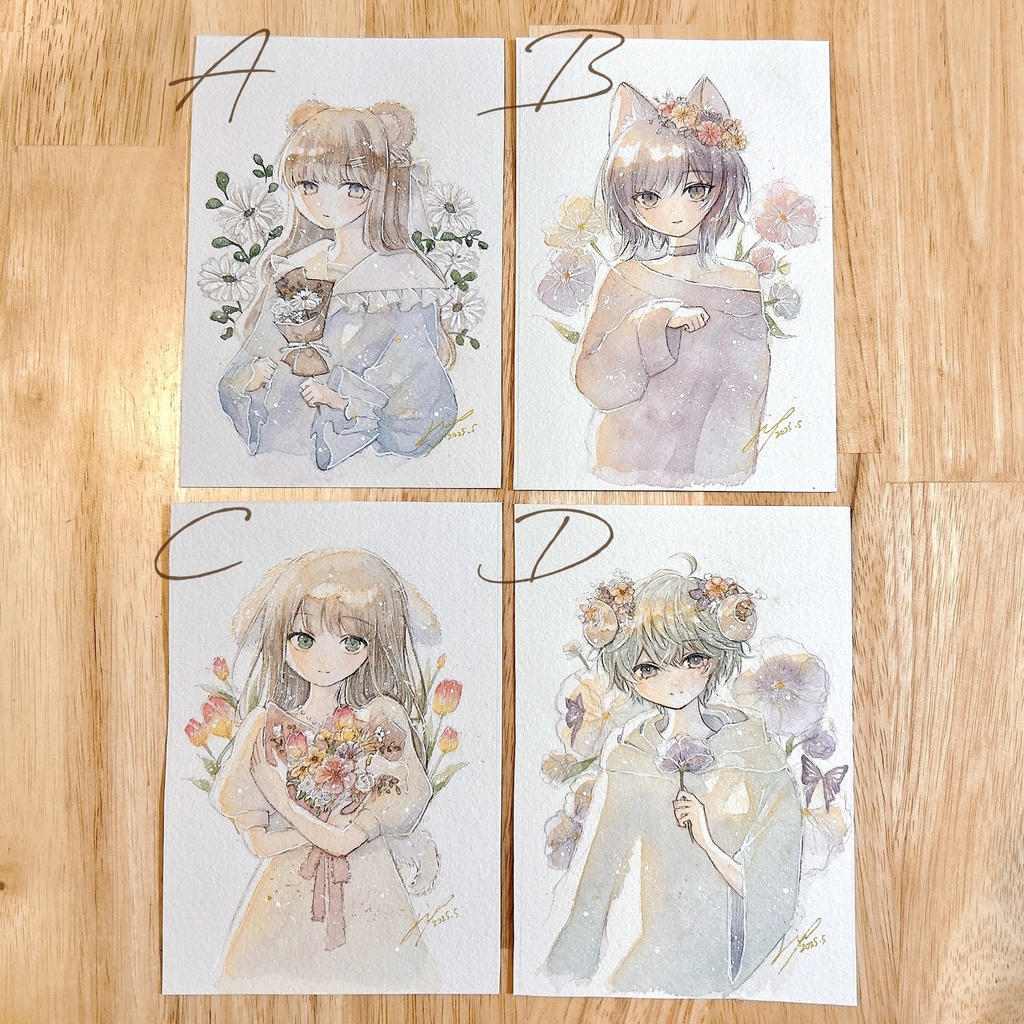 【新作】花と動物のフレームレス作品 4種