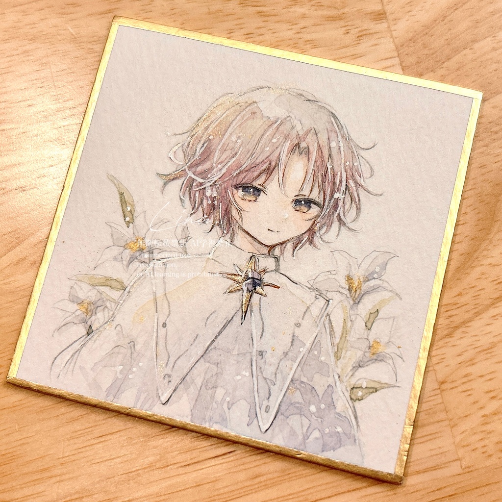 【新作】「花と少年少女のミニ原画/豆色紙」3種