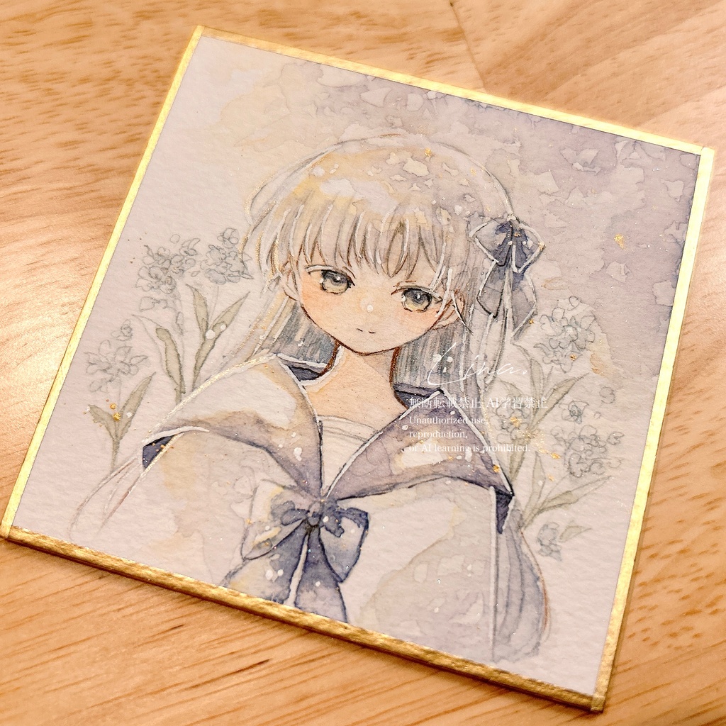 【新作】「花と少年少女のミニ原画/豆色紙」3種