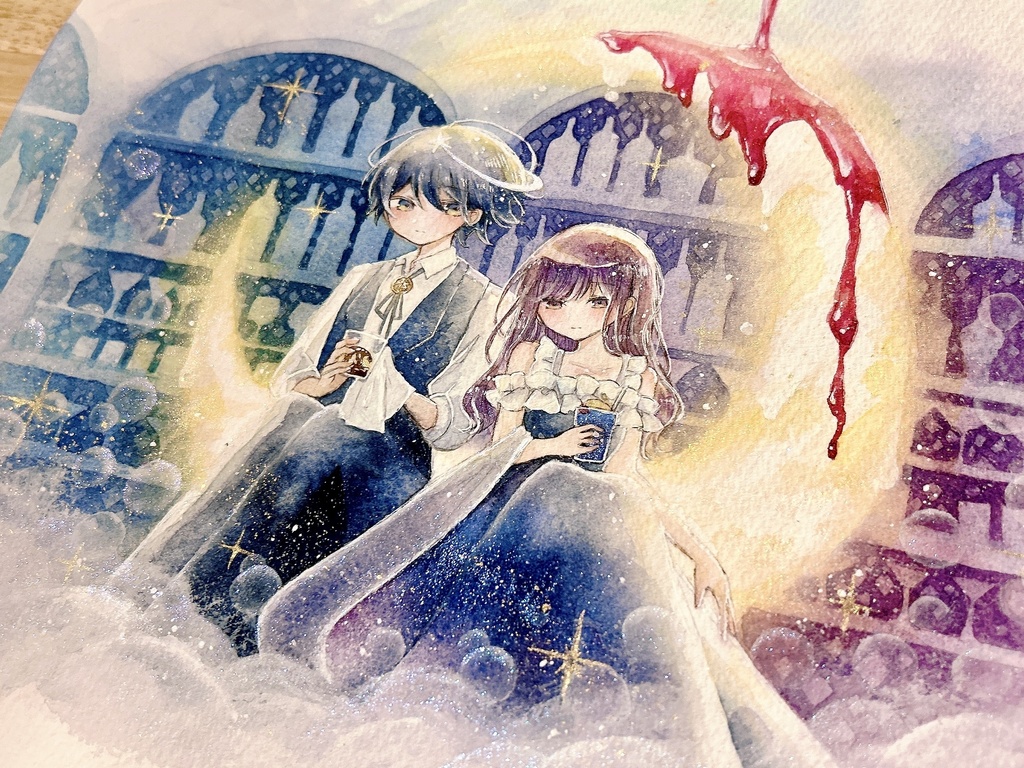 【真夜中のアイス展作品】『アイスのように溶ける夜』額装作品