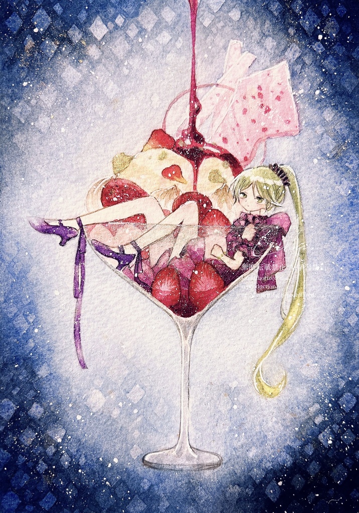 【真夜中のアイス展作品】『ロイヤルミルクティアイスのパフェ〜ラズベリーソース〜』