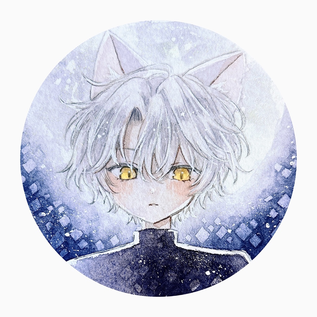 【月と猫は夜に語らう展作品】額装作品『月光』『あたたかい光』 計2点