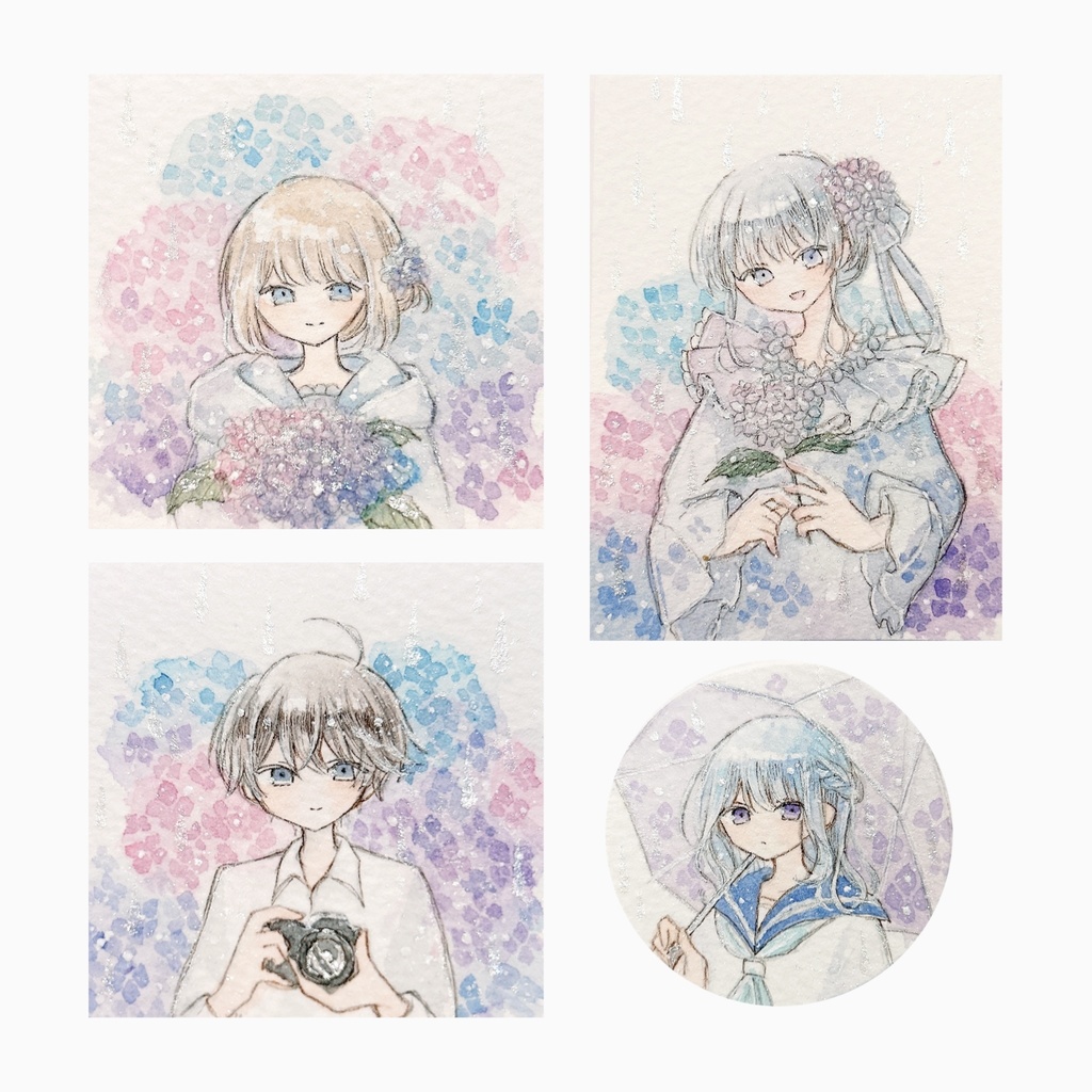 【新作】紫陽花ミニ原画 4種類