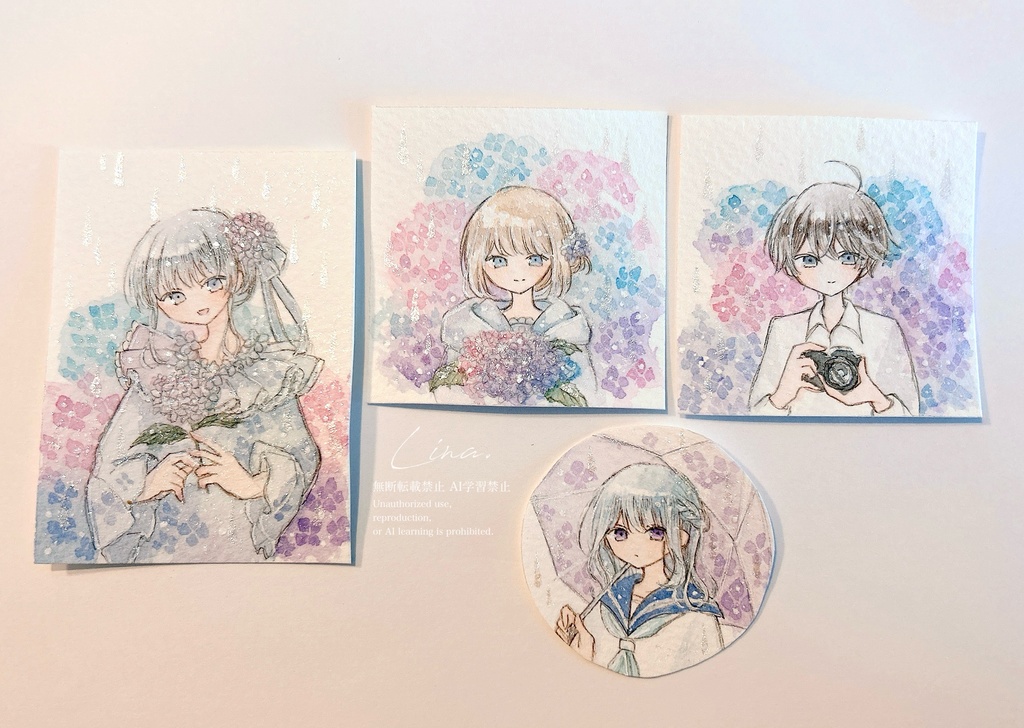 【新作】紫陽花ミニ原画 4種類