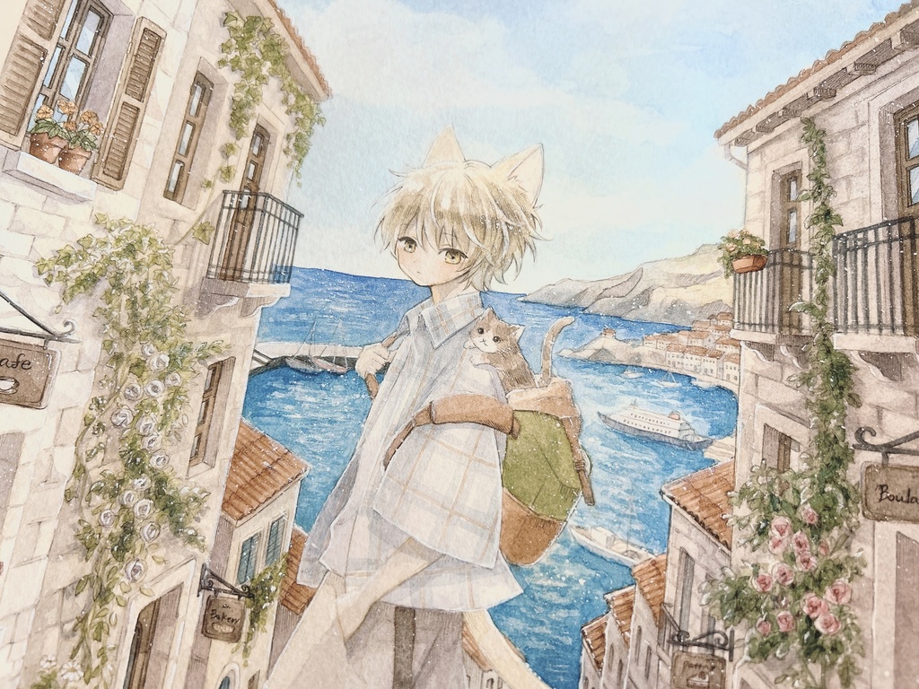 額装作品『海が見える街』