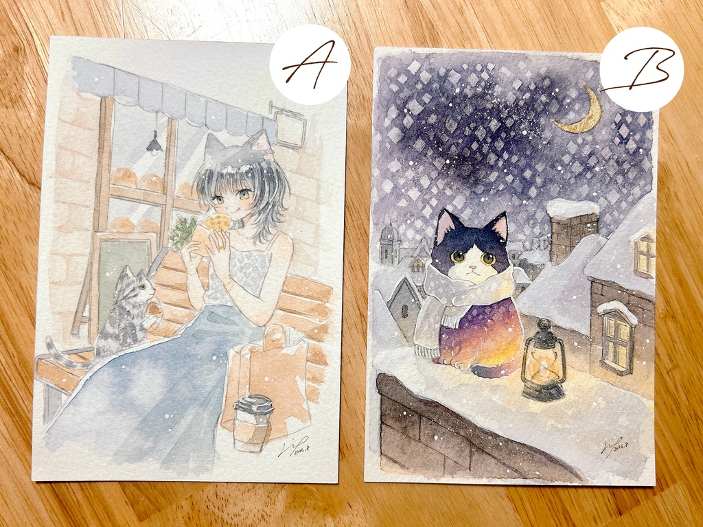 猫のフレームレス作品 2点