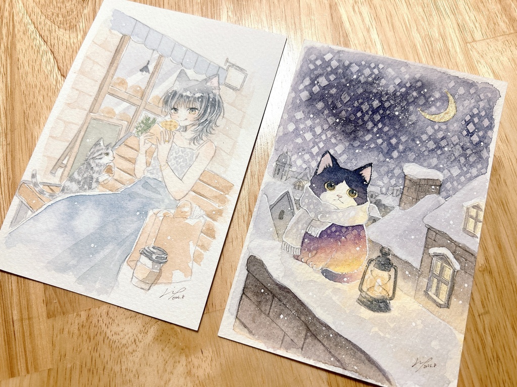 猫のフレームレス作品 2点