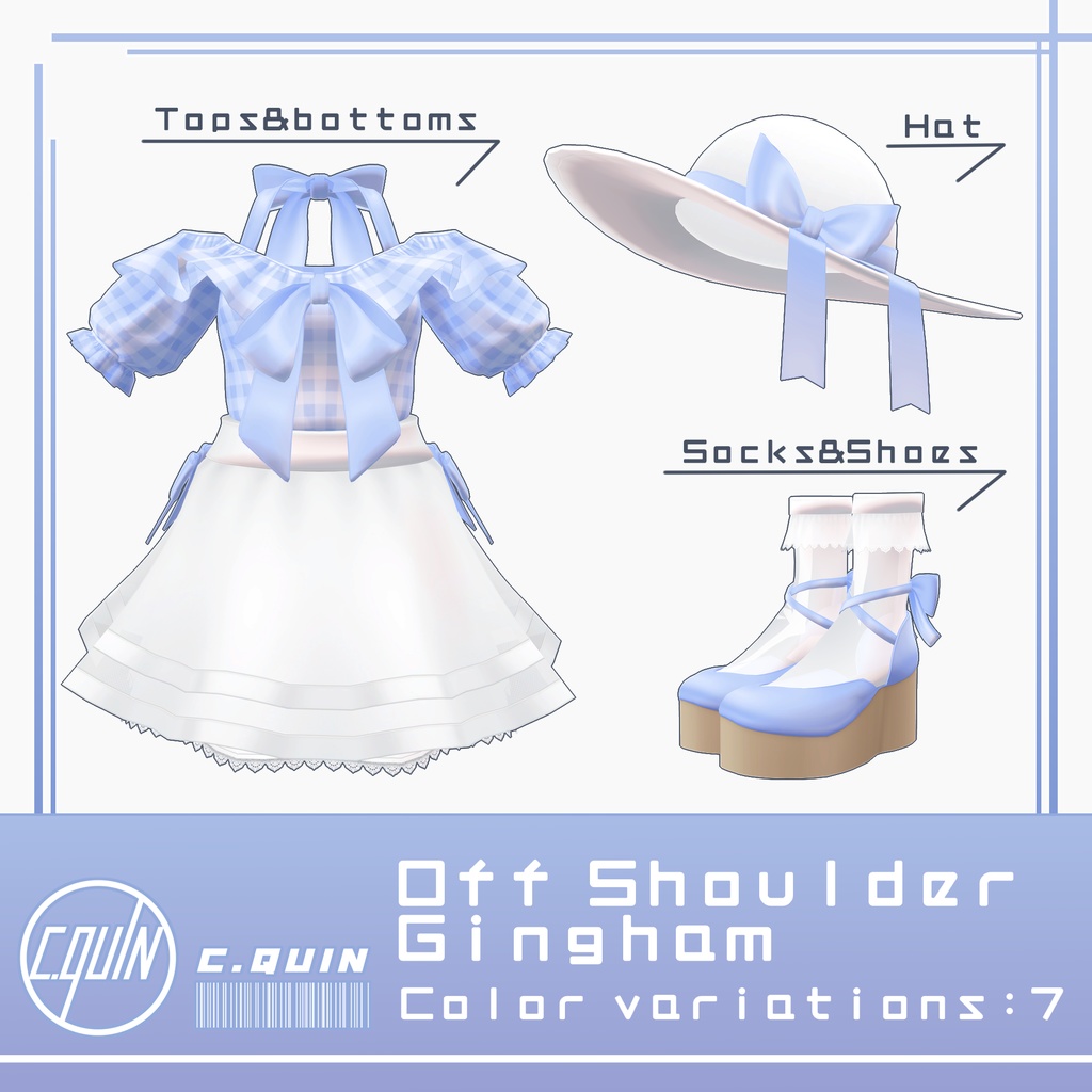 off shoulder gingham【8アバター対応】