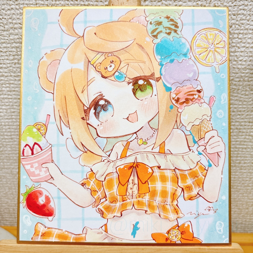 【ミニ色紙】夏のメルちゃん