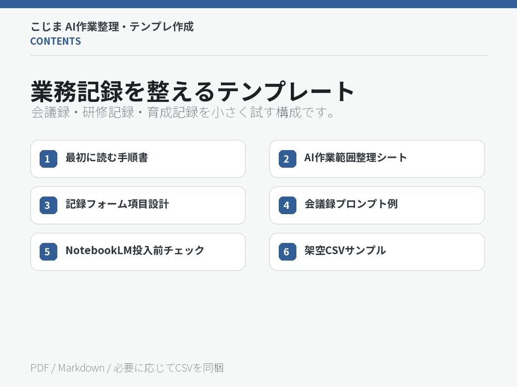 会議録・研修記録をAIで整理する前のテンプレート集