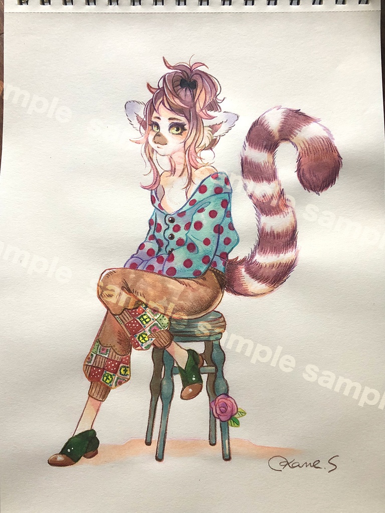 【アナログ原画】オシャレなワオちゃん