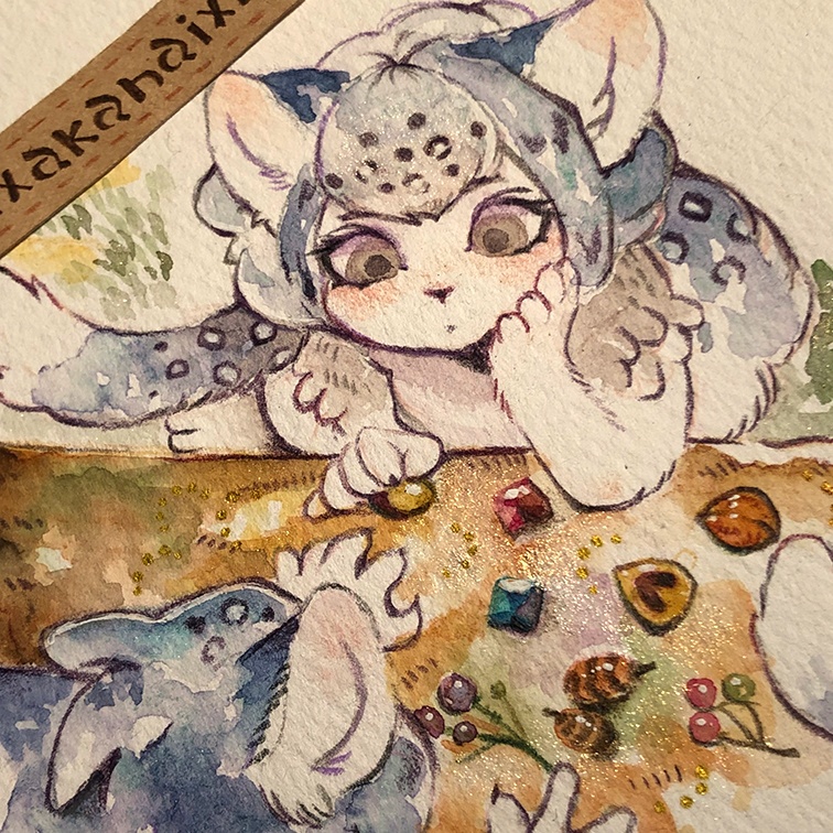 ちょうだいしてるやつがいる!【水彩原画】