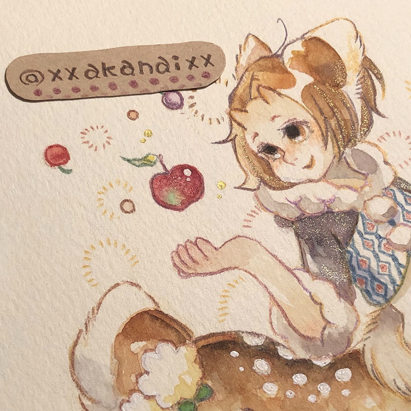 ポルカの日常/木の実【水彩原画】