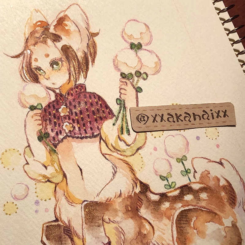 ポルカの日常/おやつ草【水彩原画】