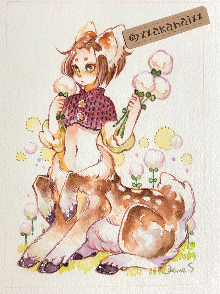 ポルカの日常/おやつ草【水彩原画】