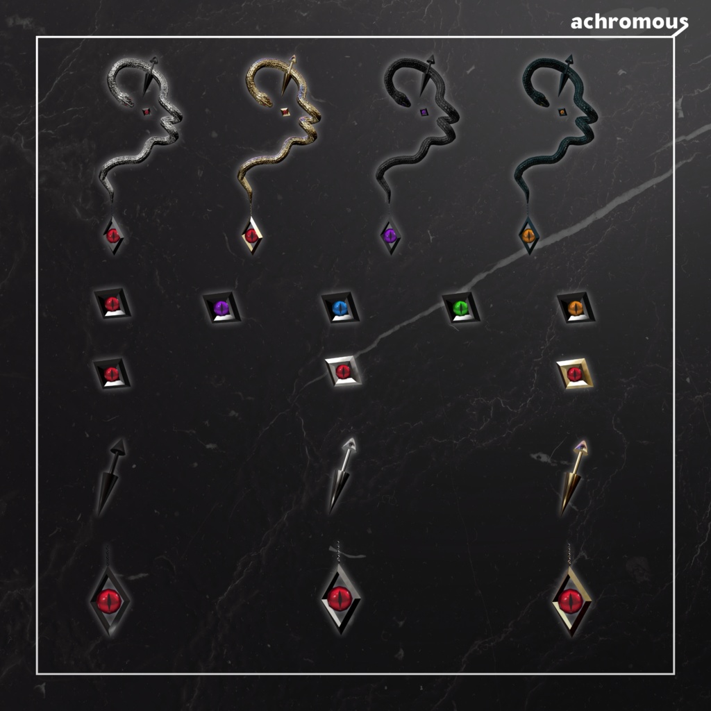 SnakeEarrings【調整用ボーン入り】【3アバター調整済み】