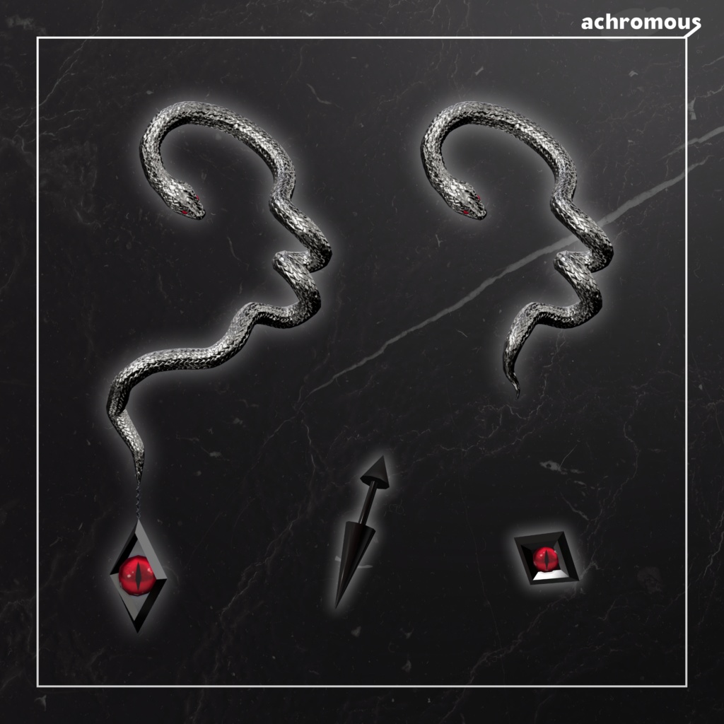 SnakeEarrings【調整用ボーン入り】【3アバター調整済み】
