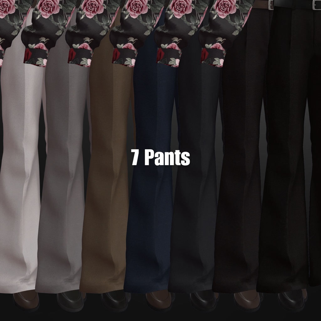 【6アバター対応】 オーバーサイズ柄シャツタックインコーデ