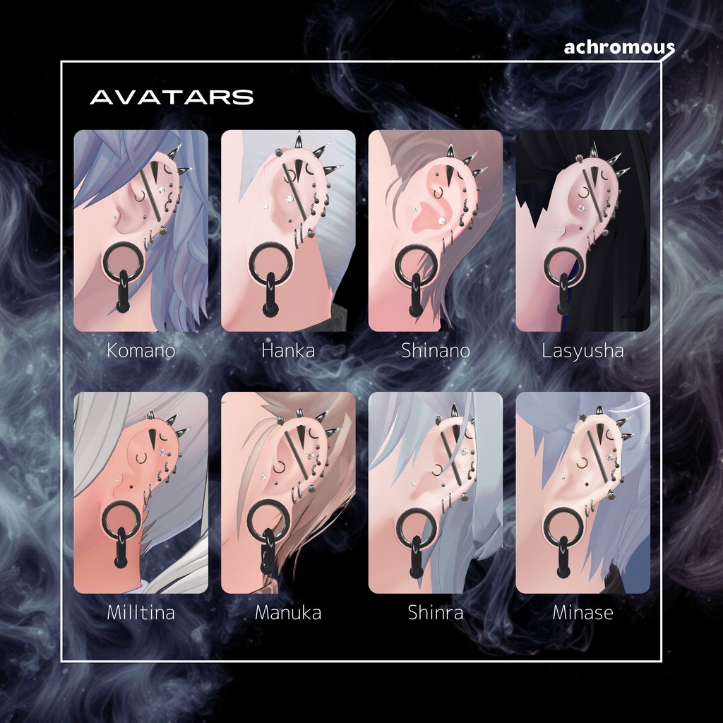 【8アバター対応】サイズ調整できる拡張ピアス+おまけピアスセット -ADJUSTABLE FRESH TUNNEL-