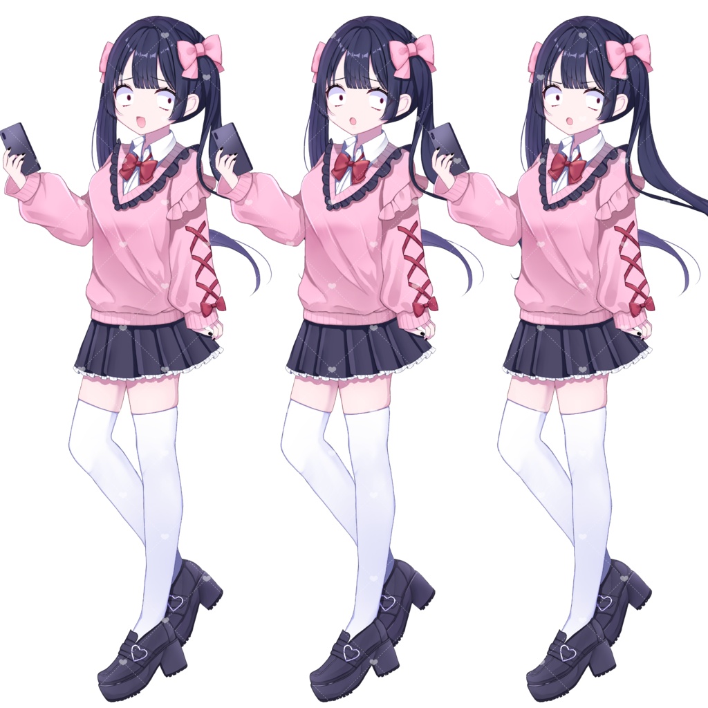 【無料】【フリー素材】立ち絵素材/地雷系制服の女の子🎀🖤