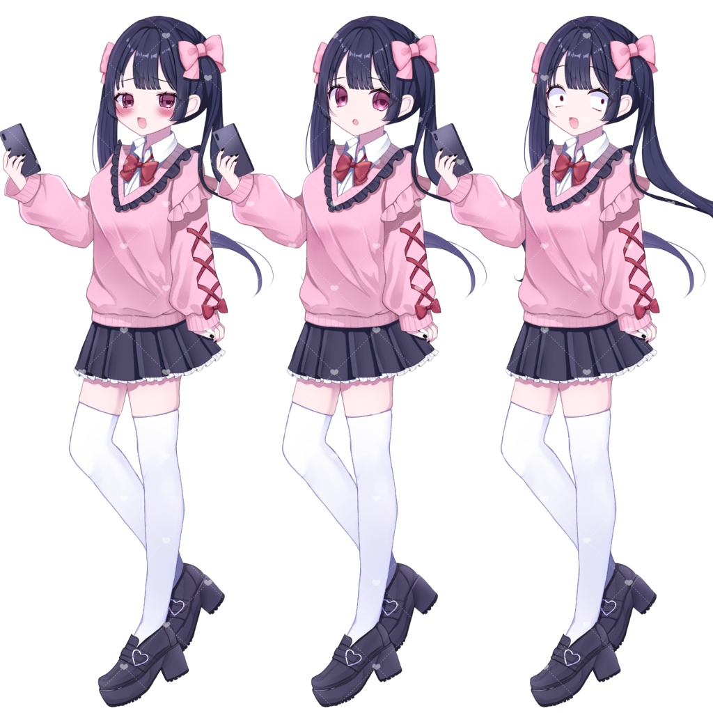 【無料】【フリー素材】立ち絵素材/地雷系制服の女の子🎀🖤