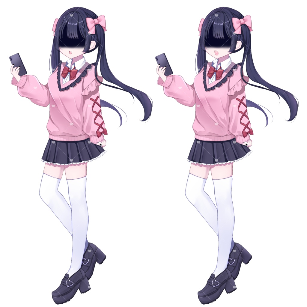 【無料】【フリー素材】立ち絵素材/地雷系制服の女の子🎀🖤