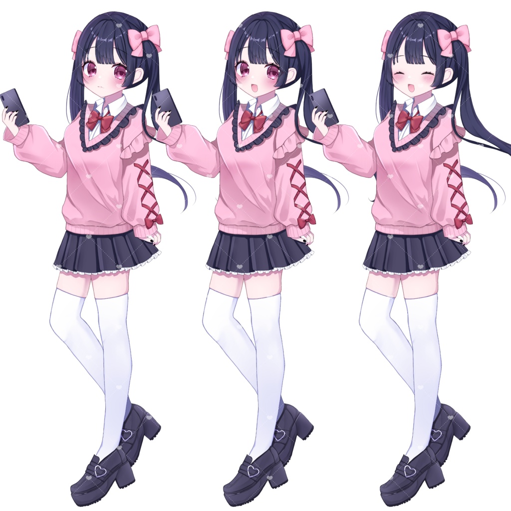 【無料】【フリー素材】立ち絵素材/地雷系制服の女の子🎀🖤